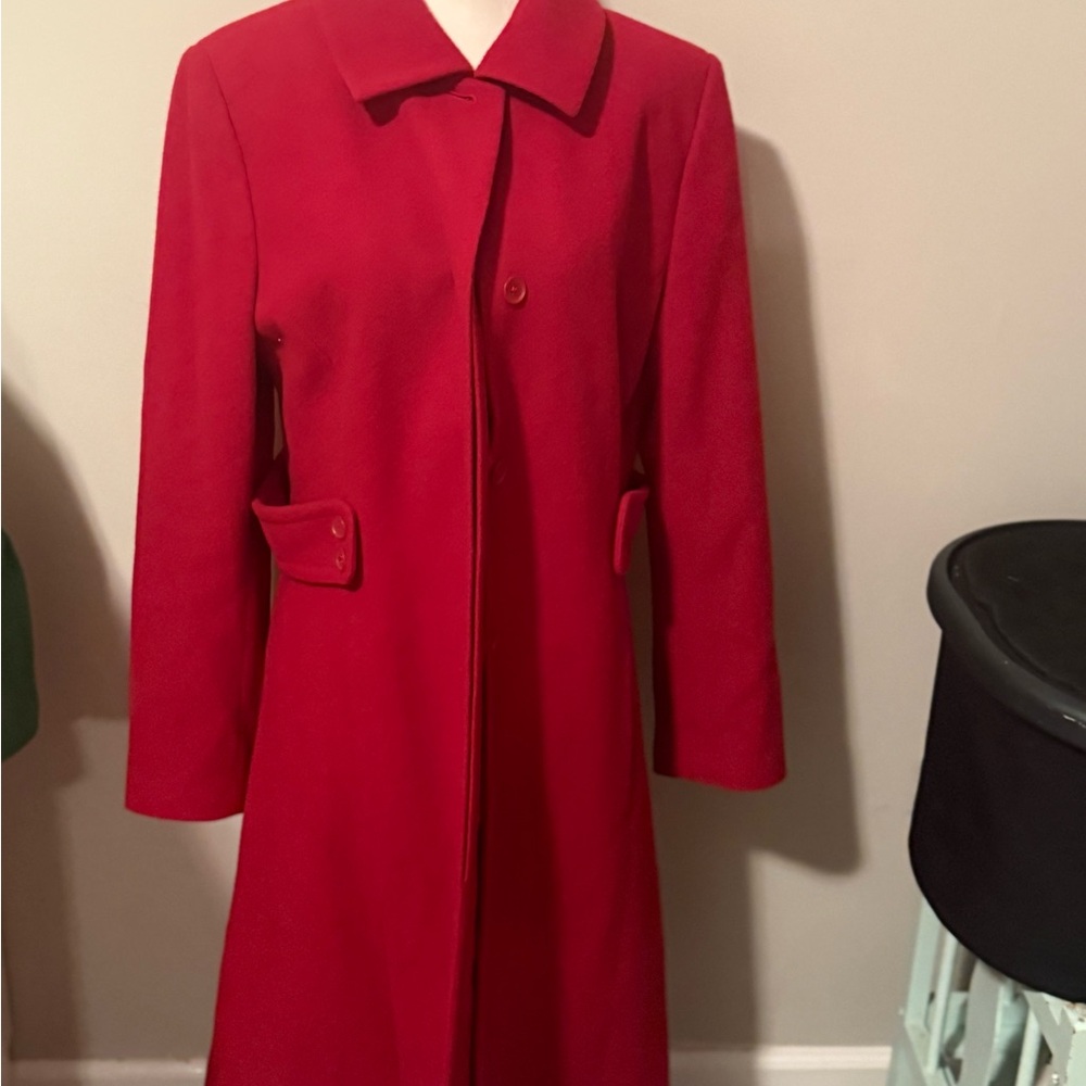 Vintage Elegant Madison Studio Ruby Red Trench Coat